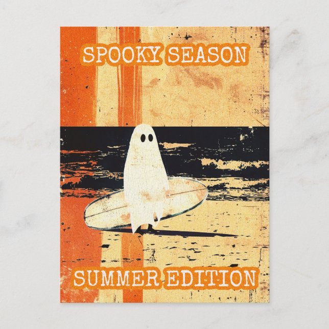 Carte Postale Fantôme de Goth Été Éffrayant Rétro avec Surboard (Devant)