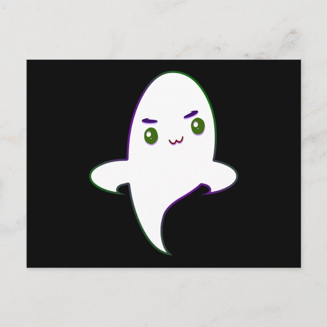 Carte Postale Fantôme de Halloween vilain Kawaii (Devant)