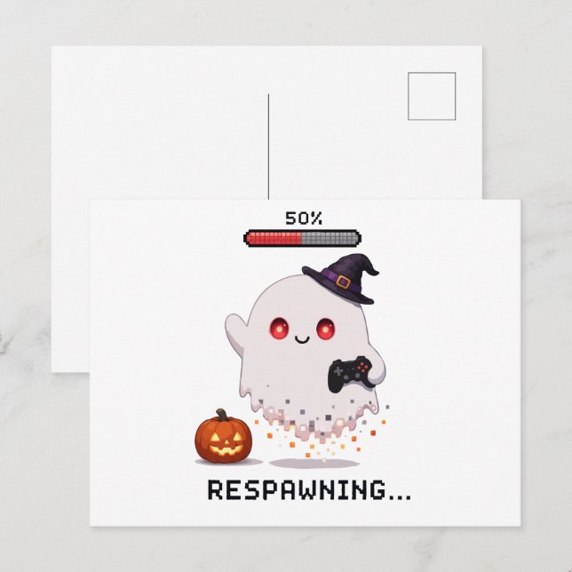 Carte Postale Fantôme de jeu Halloween Respawning (Devant / Derrière)