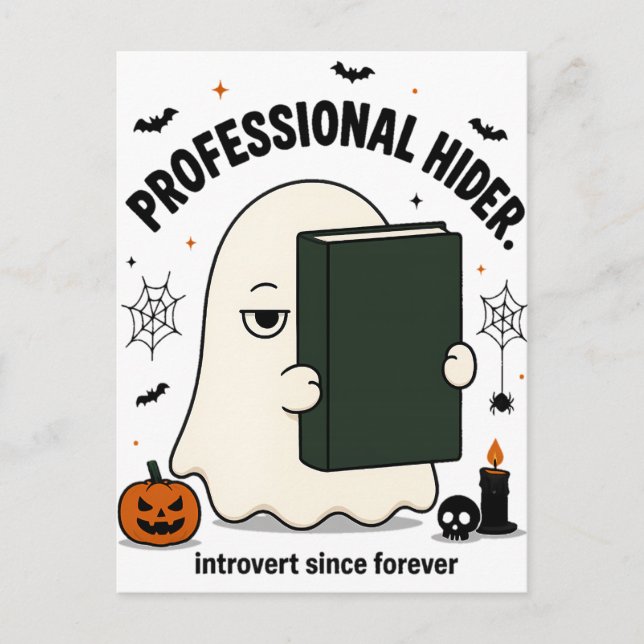 Carte Postale Fantôme d'introverti drôle Professionnel Cacheur H (Devant)