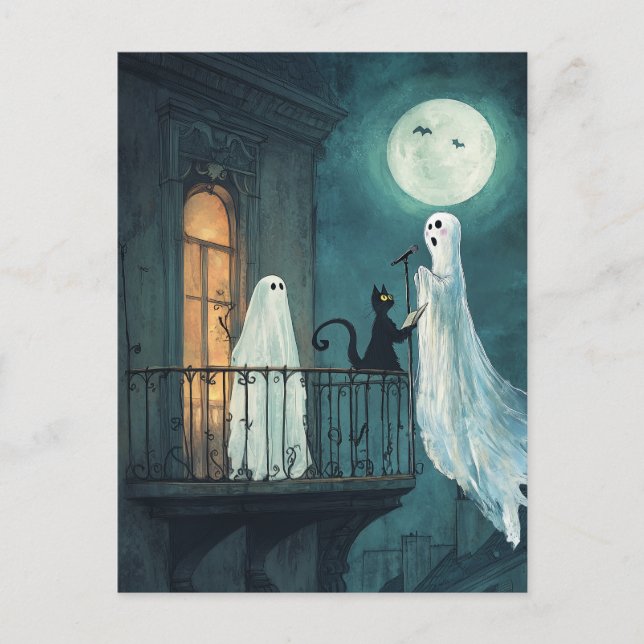 Carte Postale Fantôme faisant une sérénade au balcon (Devant)