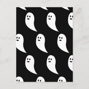 Carte Postale Fantôme Halloween noir blanc mignon motif