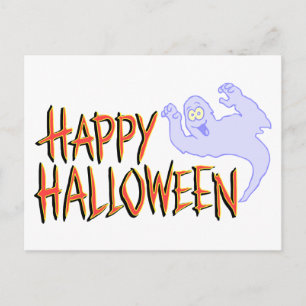 Carte Postale Fantôme souriant et amical Halloween joyeux