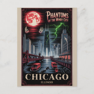 Carte Postale Fantômes de la ville venteuse Chicago horreur voya