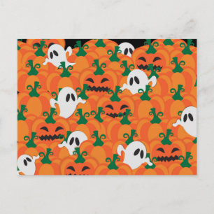 Carte Postale Fantômes d'Halloween Patch de citrouille hantée