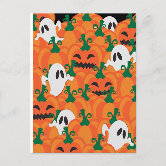 Carte Postale Fantômes d'Halloween Patch de citrouille hantée (Devant)