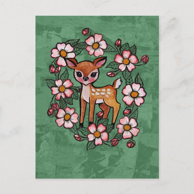 Carte Postale Faon floral                                        (Devant)