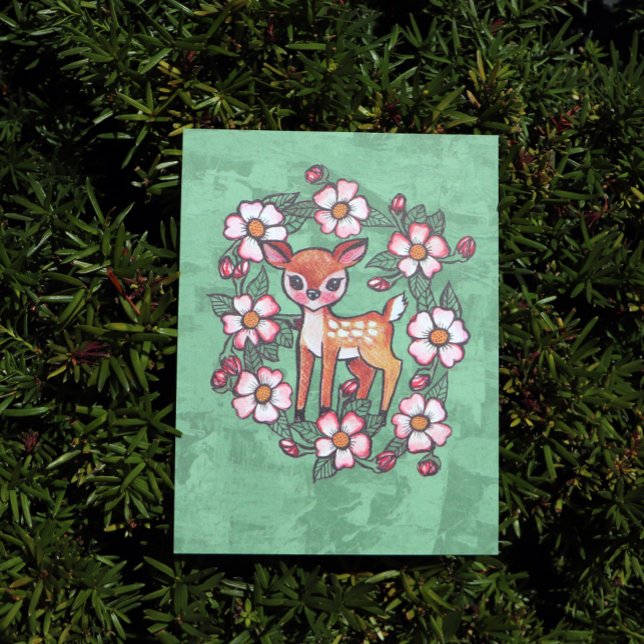 Carte Postale Faon floral                                        (Créateur téléchargé)
