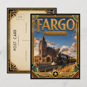 Carte Postale Fargo Dakota du Nord Art Déco vintage Âge d'or