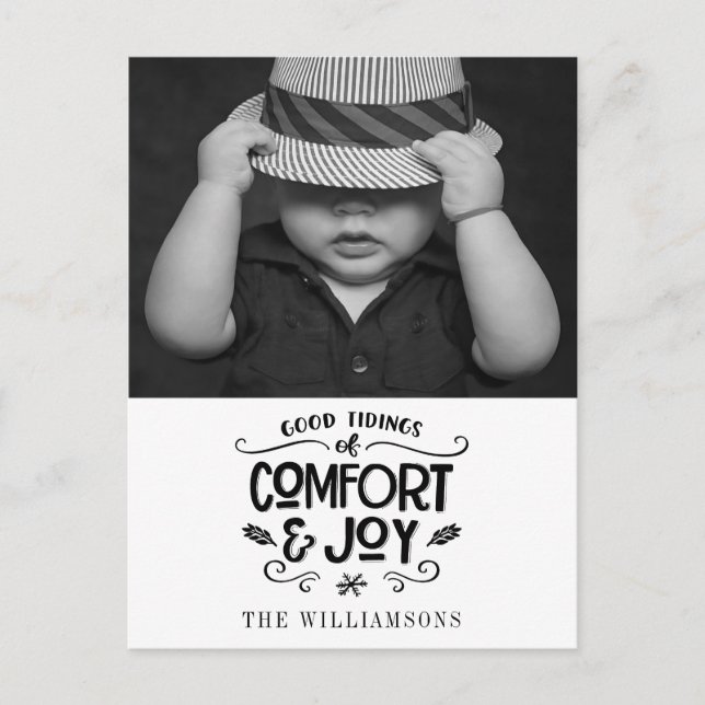 Carte Postale Farmhouse moderne| Photo Black En vichy Christmas (Devant)