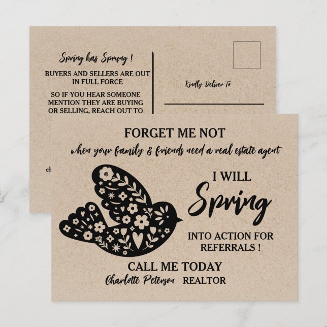 Carte Postale Farming de référencement de printemps pour l'immob (Devant / Derrière)