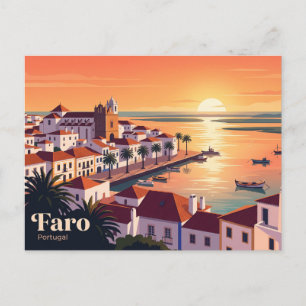 Carte Postale Faro, Portugal, coucher de soleil