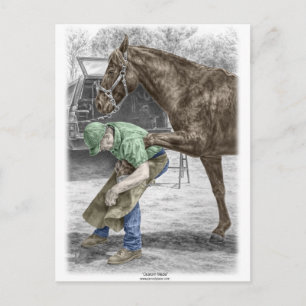 Carte Postale Farrier Blacksmith Chaussure Cheval