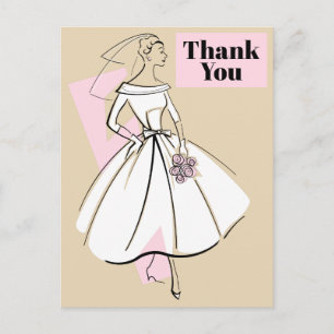 Carte Postale Fashion Bride Merci neutre beige