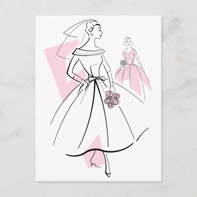 Carte postale Fashion Bride Pink Group (Devant)
