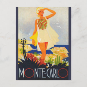 Carte Postale Fashion Girl Monte Carlo Beach Voyage