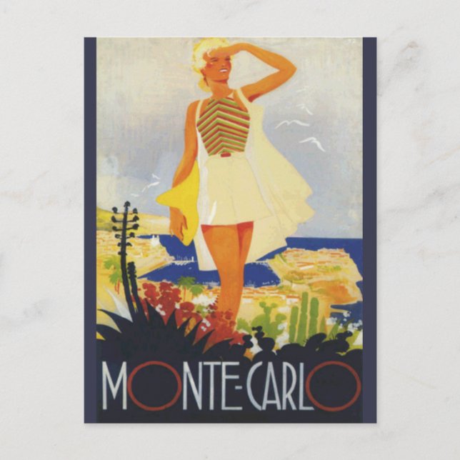 Carte Postale Fashion Girl Monte Carlo Beach Voyage (Devant)