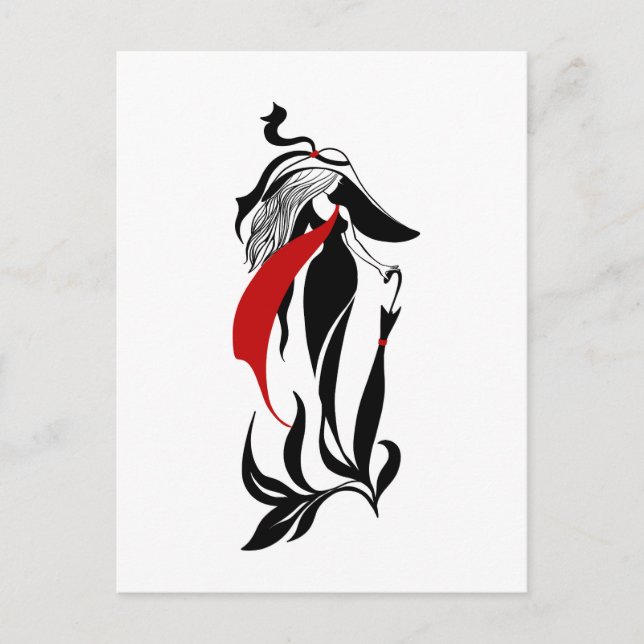 Carte Postale Fashion glamour beautiful graphic illustration (Devant)