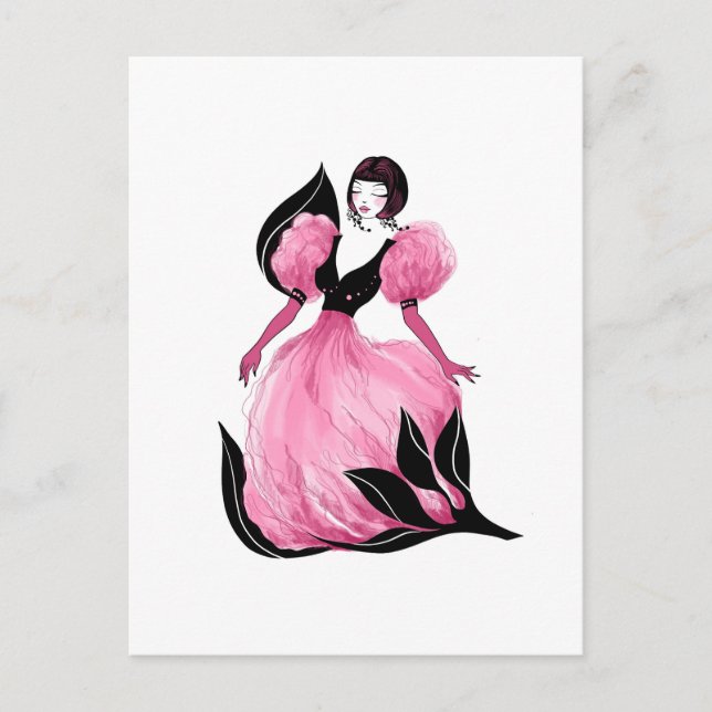 Carte Postale Fashion glamour beautiful watercolor illustration (Devant)