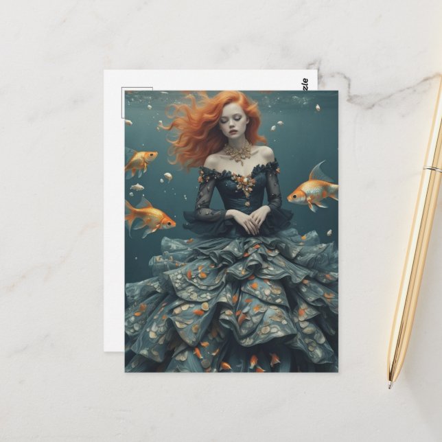 Carte Postale Fashion Photography With Goldfish (Devant/Arrière en situation)