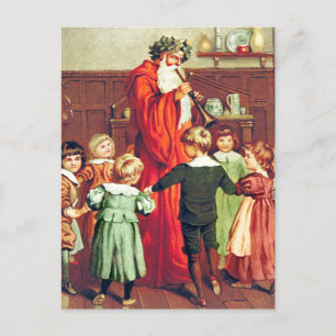 Carte Postale Father Christmas Blowing The Horn