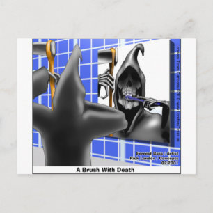 Carte Postale Faucheuse Brosse Avec La Mort Drôles T-Shirts Mugs