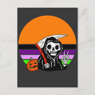 Carte Postale Faucheuse - Coucher de soleil d'Halloween Jack O'L
