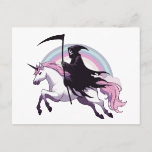 Carte Postale Faucheuse Licorne Arc-en-ciel