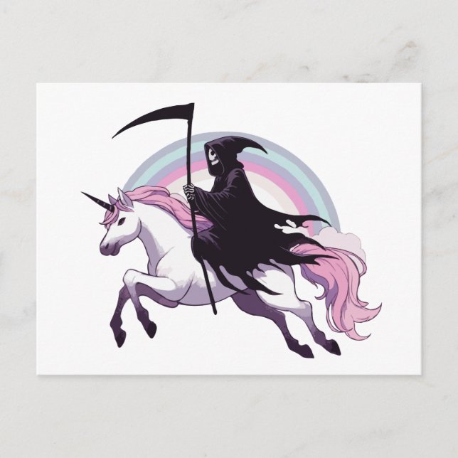 Carte Postale Faucheuse Licorne Arc-en-ciel (Devant)