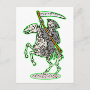 Carte Postale faucheuse sur cheval avec scythe