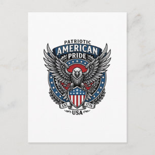 Carte Postale Faucon de bataille patriotique Aigle patriotique e