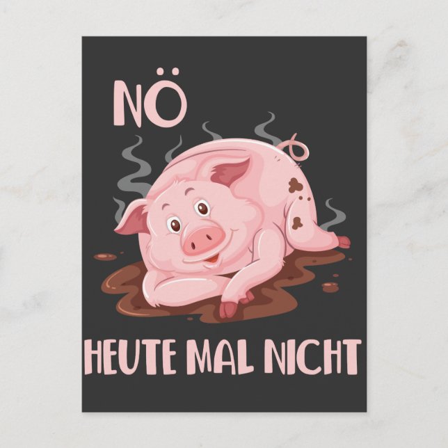 Carte Postale Faules Schwein Keine Lust Schweinchen Bauernhof (Devant)