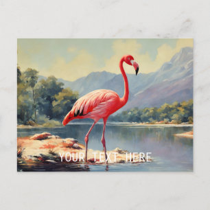 Carte Postale Faune Flamant rose rose River Mountain Vintage