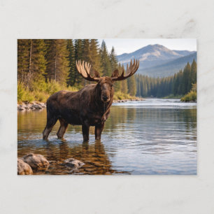 Carte Postale Faune Orignal Sauvagerie Rivière