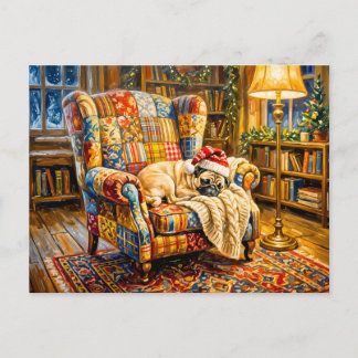 Carte Postale Fauteuil de Noël fantaisiste illustré de balais en