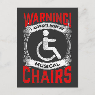 Carte Postale Fauteuil roulant sarcastique drôle blague musicale