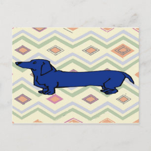 Carte Postale Fauvisme Abstrait Blue Dachshund