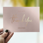 Carte postale Faux Foil Rosegold<br><div class="desc">Carte Merci de mariage personnalisée sans photos. Mariage Merci Cartes,  Élégante Modernisation Calligraphie Script texte Cartes postales en faux rose rosegold feuille métallique.</div>