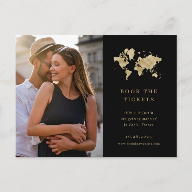 Carte Postale Faux Gold Destination Mariage Photo Enregistrer la (Devant)