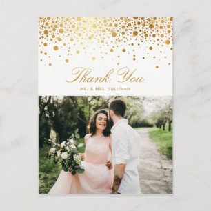 Carte Postale Faux Gold Foil Confetti Points Photo Merci II