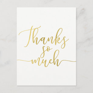 Carte Postale Faux Gold Foil Script Merci Merci tant