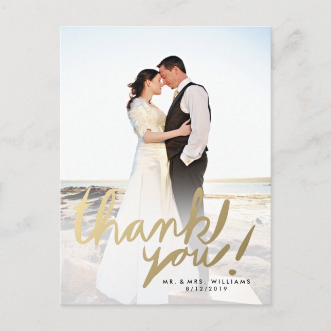 Carte postale Faux Gold Photo Merci (Devant)