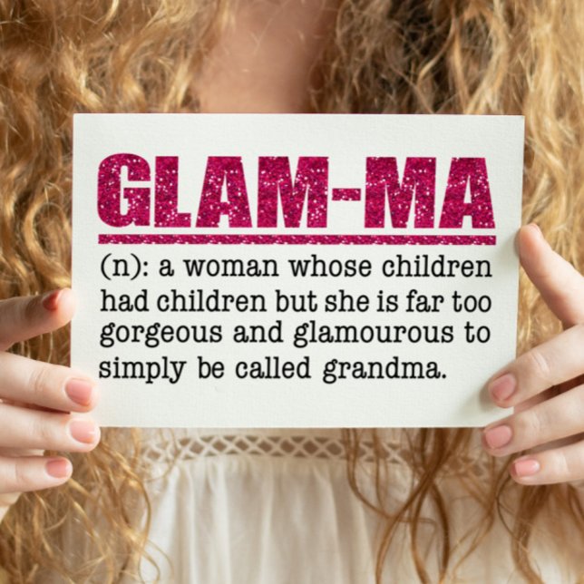 Carte Postale Faux Hot Pink Parties scintillant Glam-Ma (Créateur téléchargé)