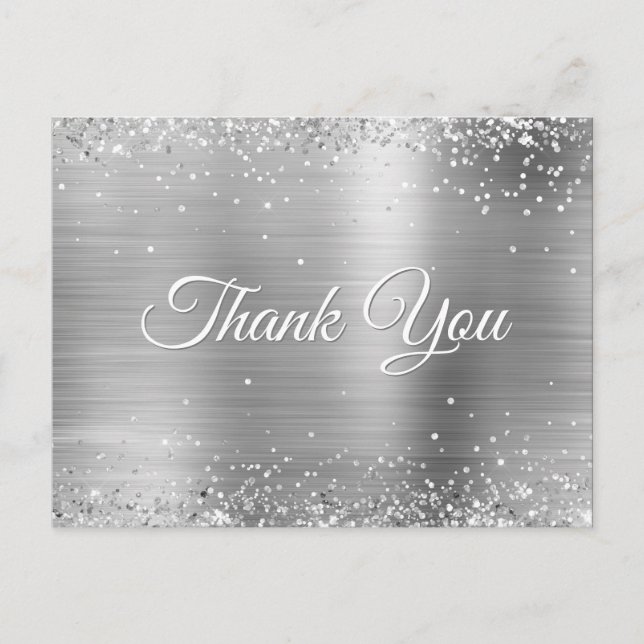 Carte Postale Faux paillettes d'argent saupoudrées de papier d'a (Devant)