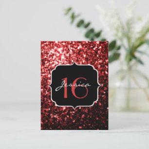 Carte Postale Faux paillettes rouge foncé scintillent Glamour Sw
