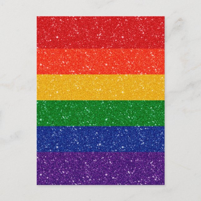 Carte Postale Faux Parties scintillant LGBTQ Pride Arc en ciel (Devant)