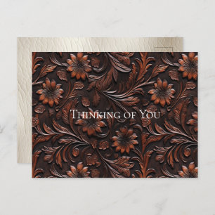 Carte Postale Faux Sud-Ouest Brown Fleurs de vache en cuir
