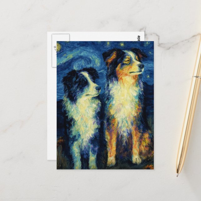 Carte Postale Faux Van Gogh Bergers Australiens (Devant/Arrière en situation)