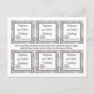 Carte Postale Favor Tags Gray Snowflakes