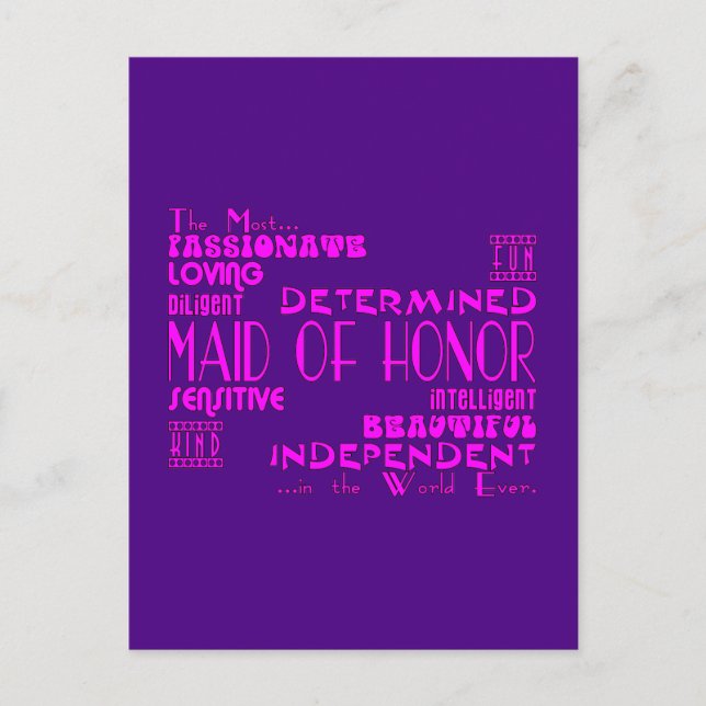 Carte Postale Favoris de mariage d'honneur : Qualités (Devant)